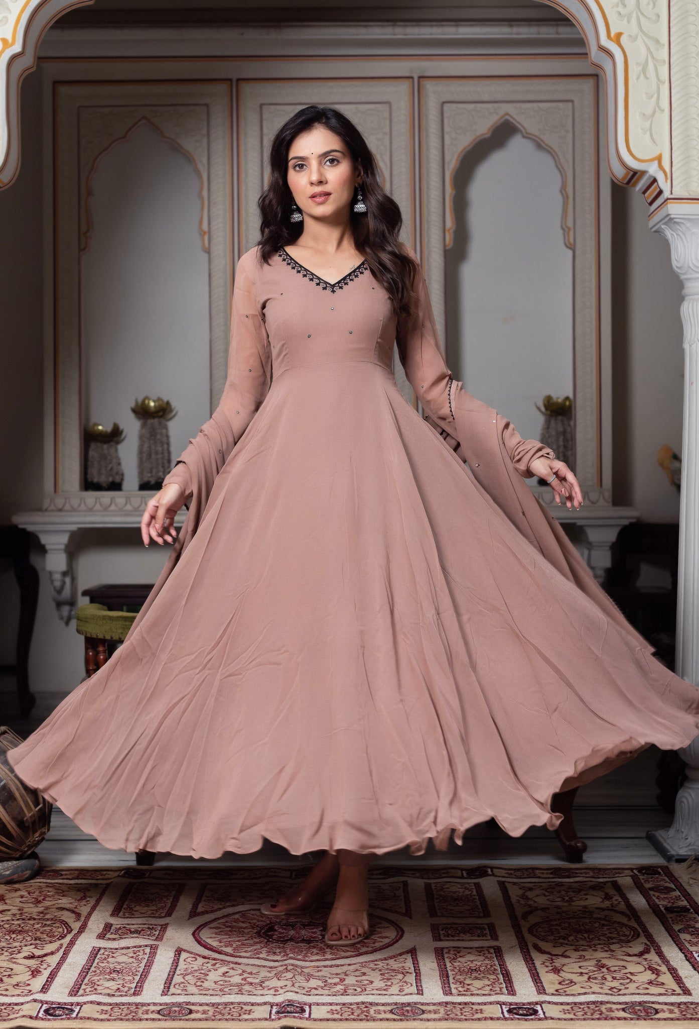 Lavish Embroidery Thread Work Anarkali Suit Set with Dupatta