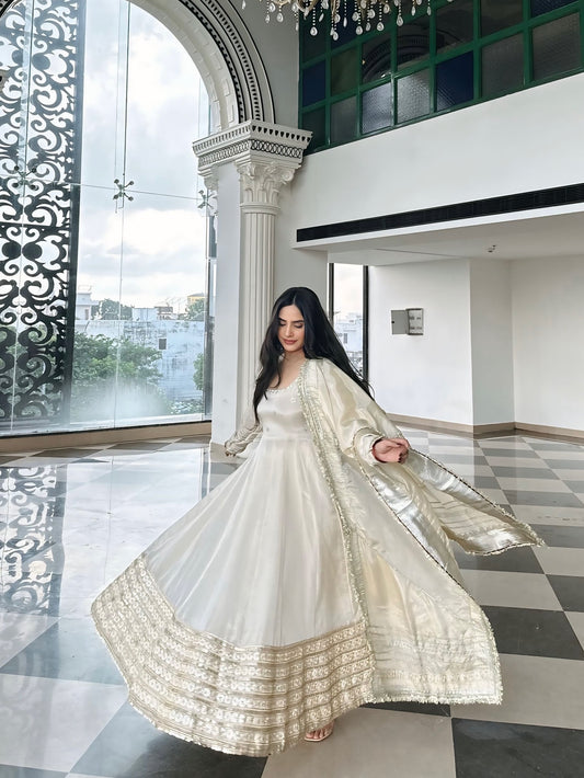 Neha's Premium Off-white Anarkali Suit Set
