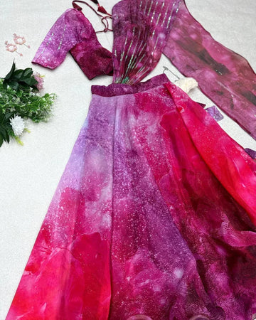 New Pattern Pink And Wine Color Lehenga Choli