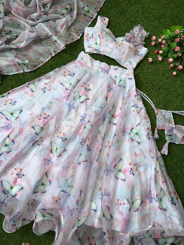 Party Wear White Color Lehenga Choli