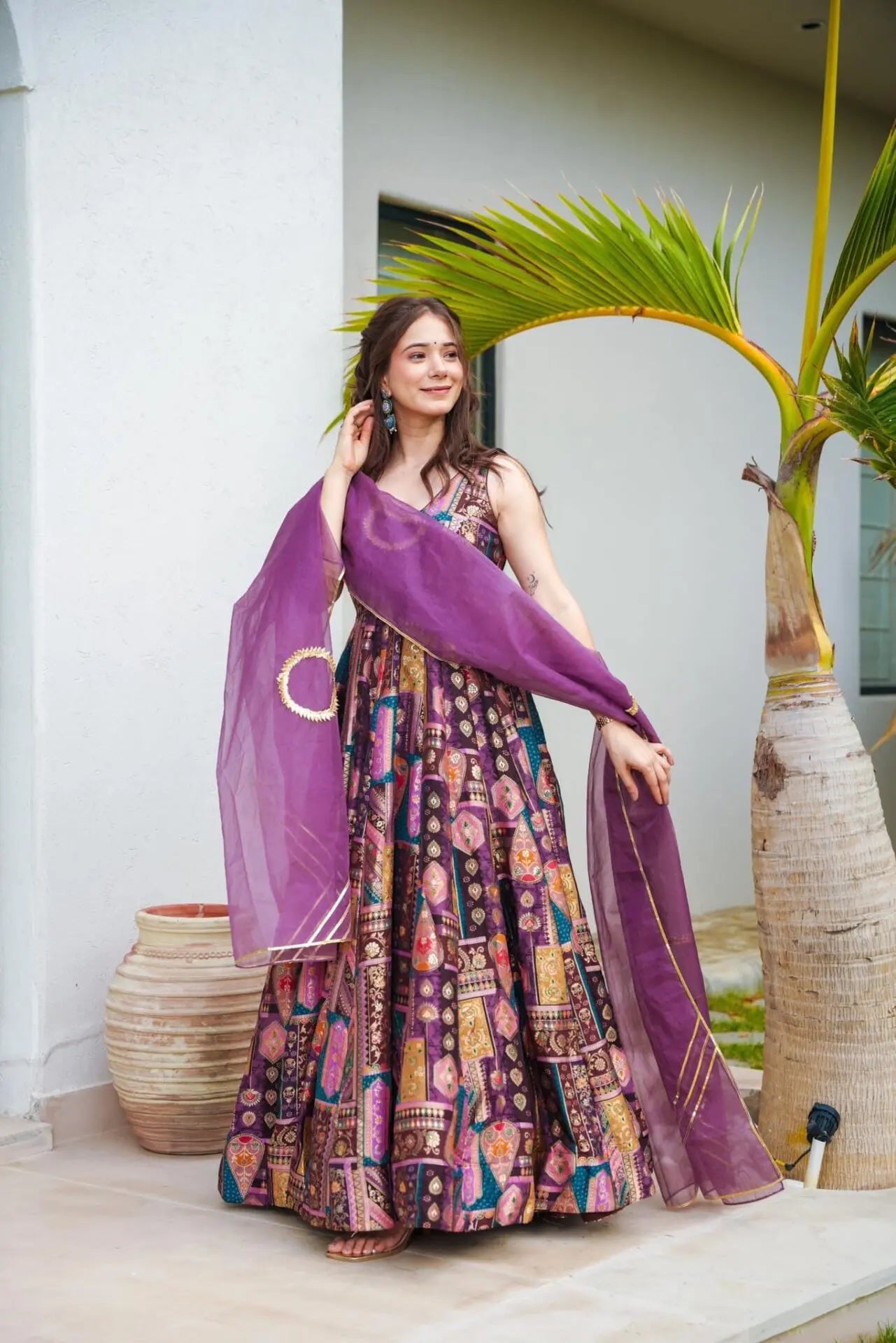 Pure Jimmy Organza Silk Digital Printed Anarkali Gown