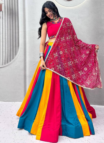 Readymade Navratri Special Multicolor Cotton Mirror Work Lehenga Choli