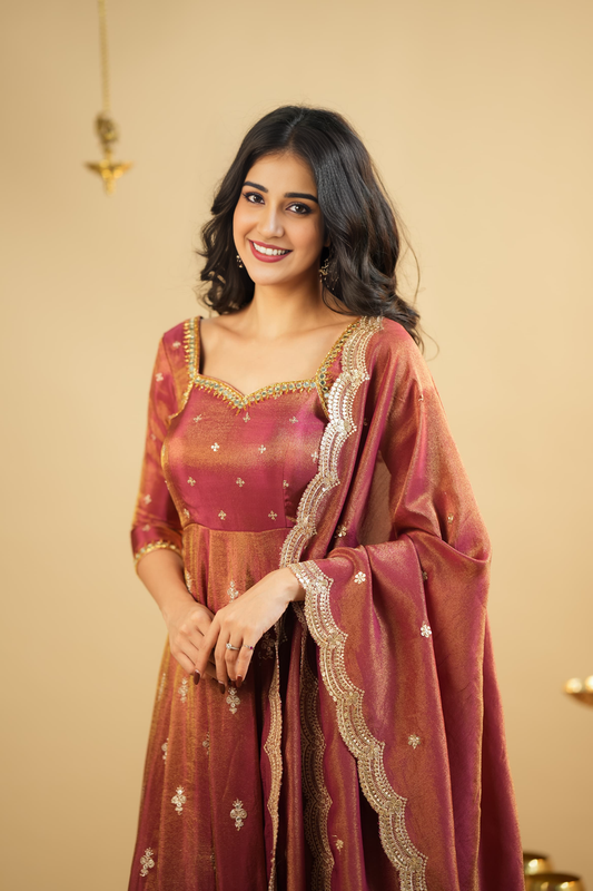 Saakshi`s cosmo Silk Premium Anarkali Suit Set