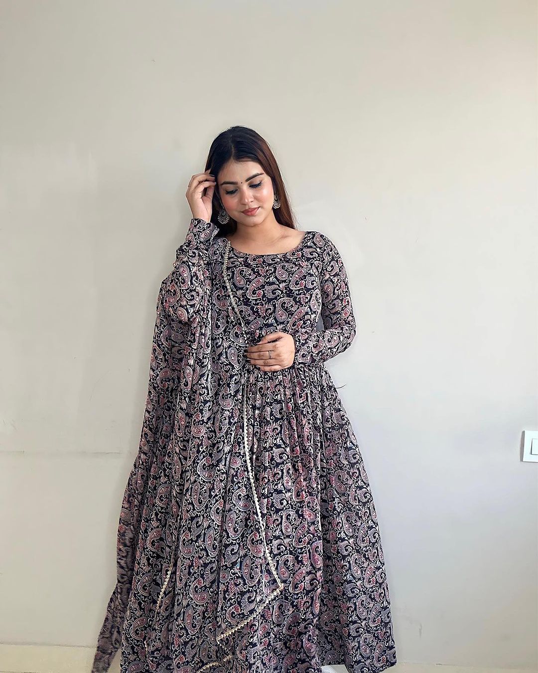 Kanak Mishra Black Color Celebrity Anarkali Three Piece Suit