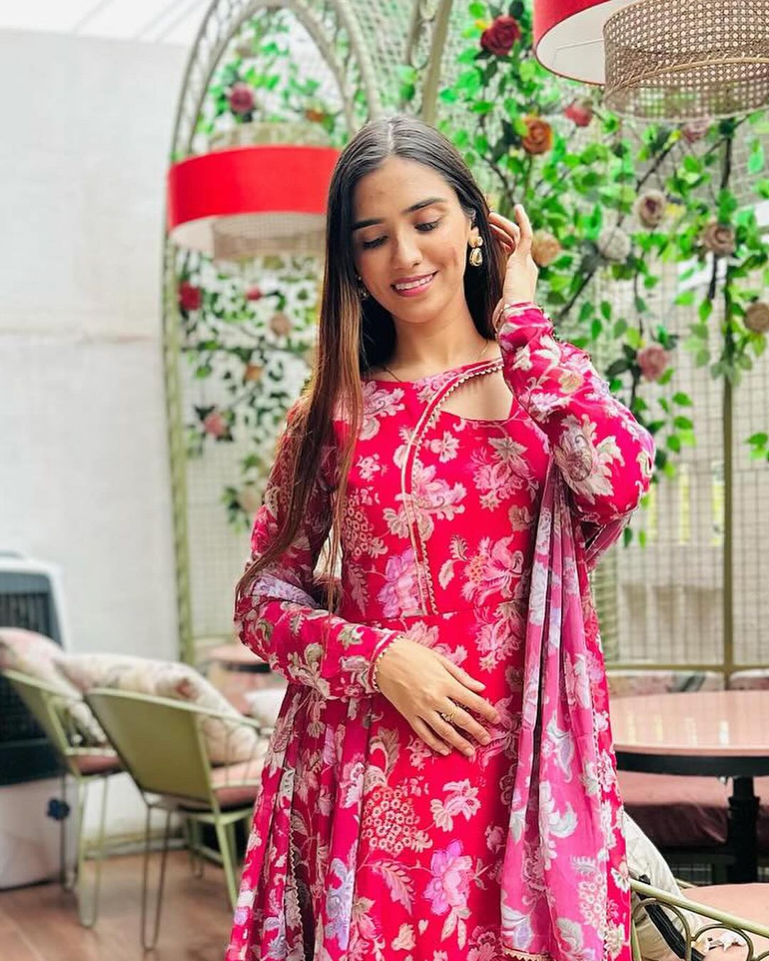 Venus Kaur In Maroon Color Three Piece Celebrity Anarkali Suit