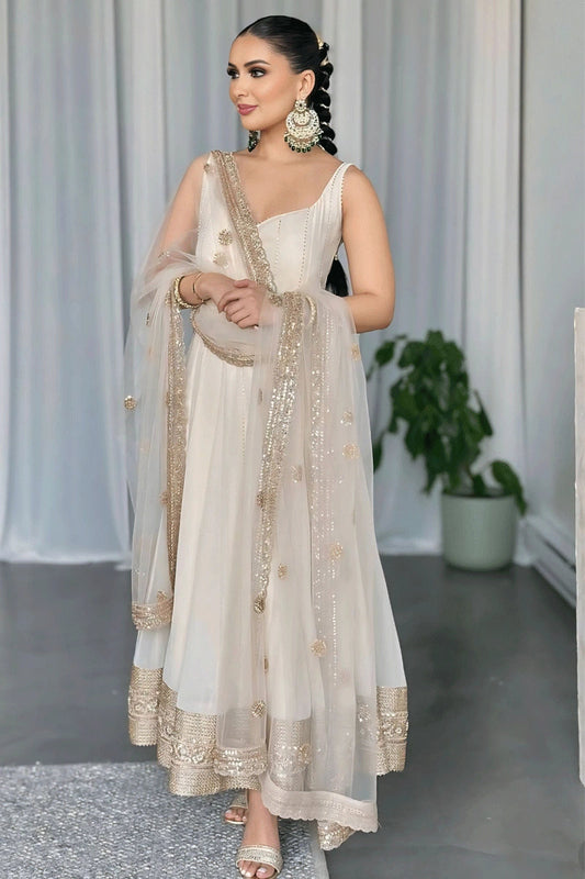 Traditional Anarkali Long Gown With Dupatta For Reception