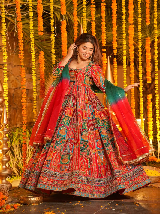 Rangshaa Heavy Embroidered Slit Anarkali Maxi Set for Women