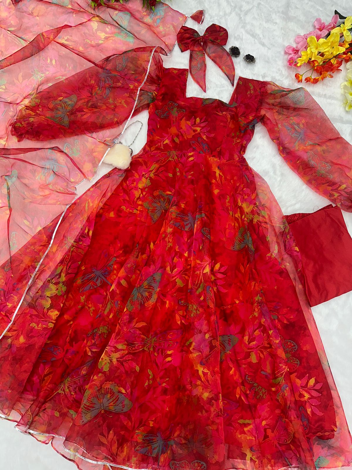 Premium Red Anarkali Suit Set