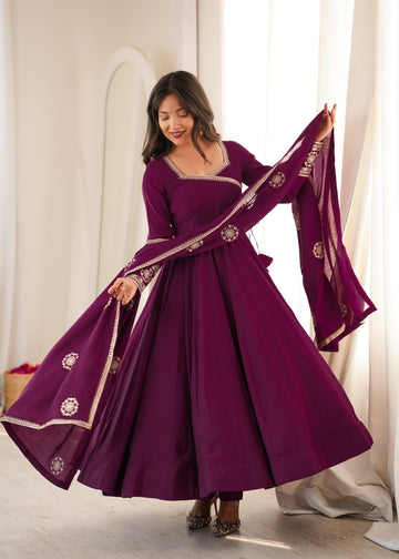 Mesta Angrakha Style Anarkali Gown for Women with Dupatta