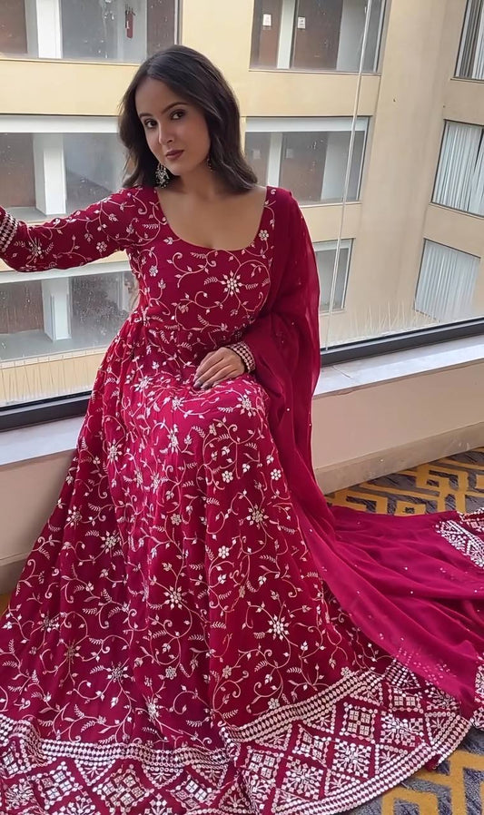 Zareen Ziya Rani Color Anarkali Ensemble Suit Set