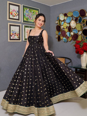 Aadhya Black Premium Royal Elegant Anarkali Suit Set for Women