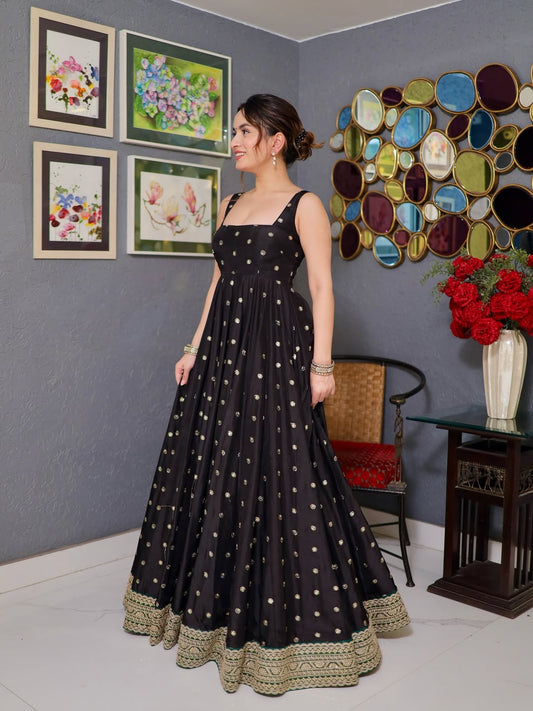 Aadhya Black Premium Royal Elegant Anarkali Suit Set for Women