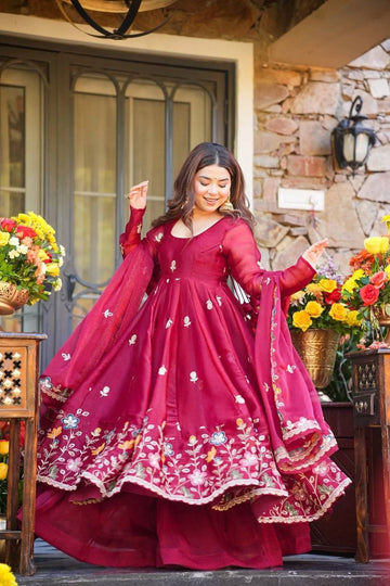 Sparkvine Heavy Anarkali Suit Set for Women with Dupatta
