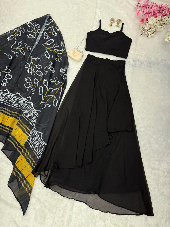 Elegant Black Embroidered Dhoti Style Indowestern main image 0