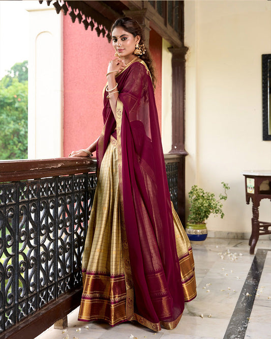 Chikoo Color Cotton Silk Designer Lehenga Choli