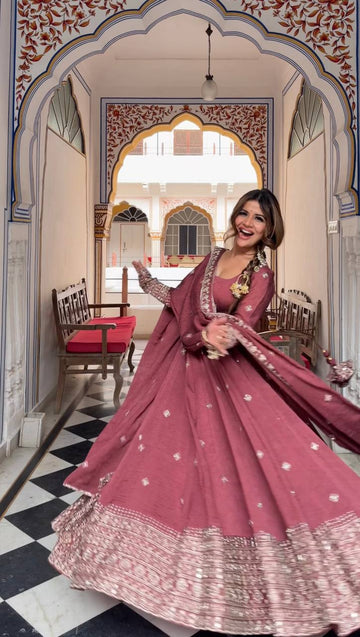 Pink Stylish Designer Anarkali Suit Set for Women with Dupatta
