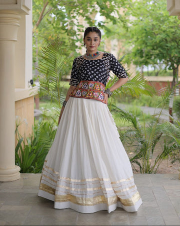 Wonderful Black Gota Laced Cotton Navratri Special Lehenga Choli