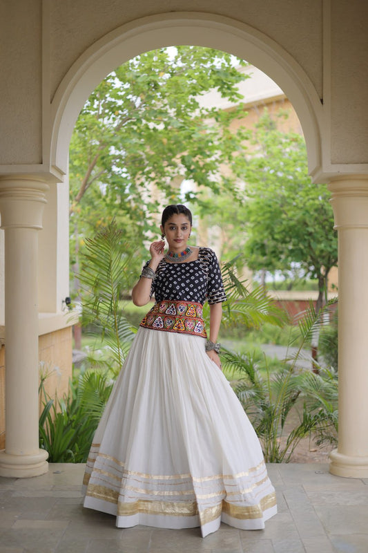 Wonderful Black Gota Laced Cotton Navratri Special Lehenga Choli