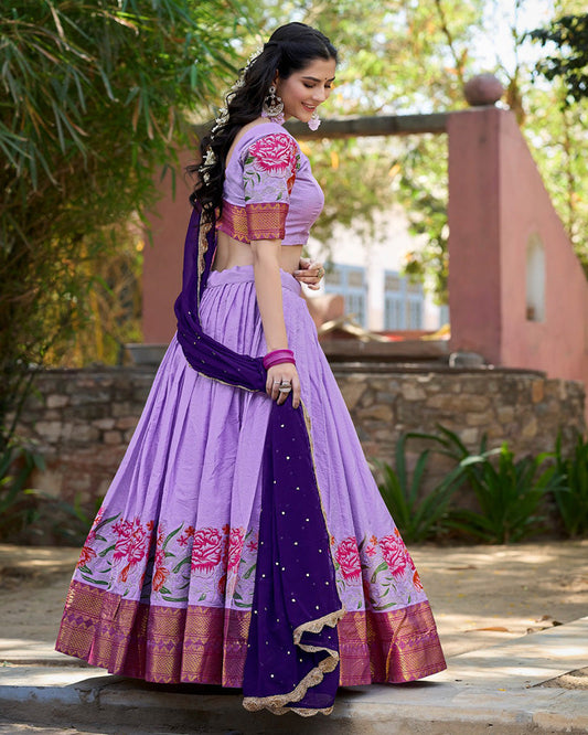 Cotton Silk Designer Lavender Lehenga Choli