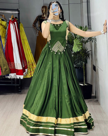 Mehandi Color Pure Rayon Cotton Navratri Lehenga Choli
