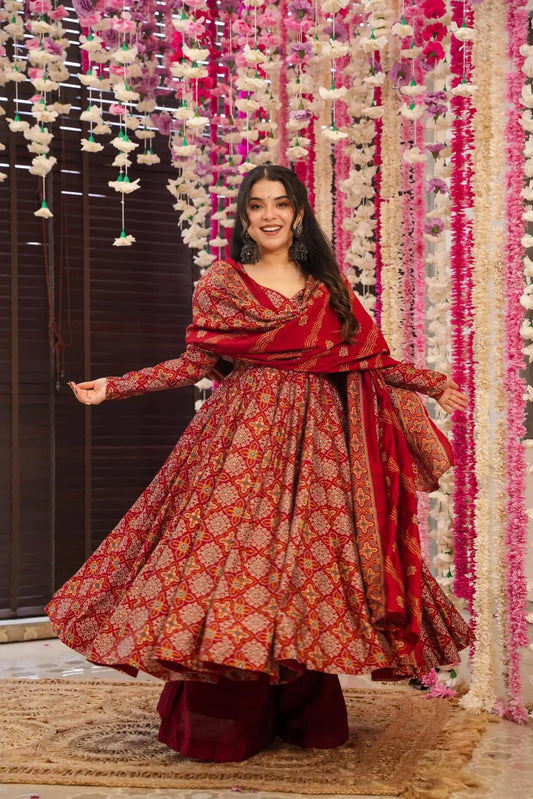 Melodious Pure Soft Cotton Printed Anarkali Huge Flair Suit Set