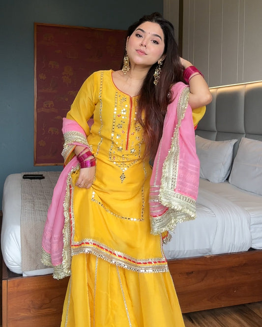 Golden Muse Sharara Set
