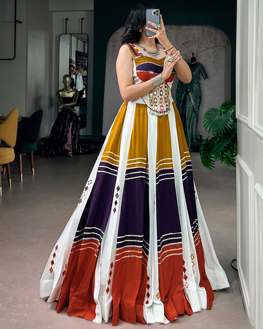 Multi-Color Pure Rayon Gota Patti Navratri Lehenga Choli