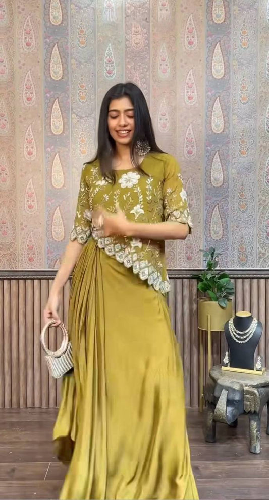 Aarzoo Indo-western Ready To Wear Draped Side Plated Dhoti With Fancy
