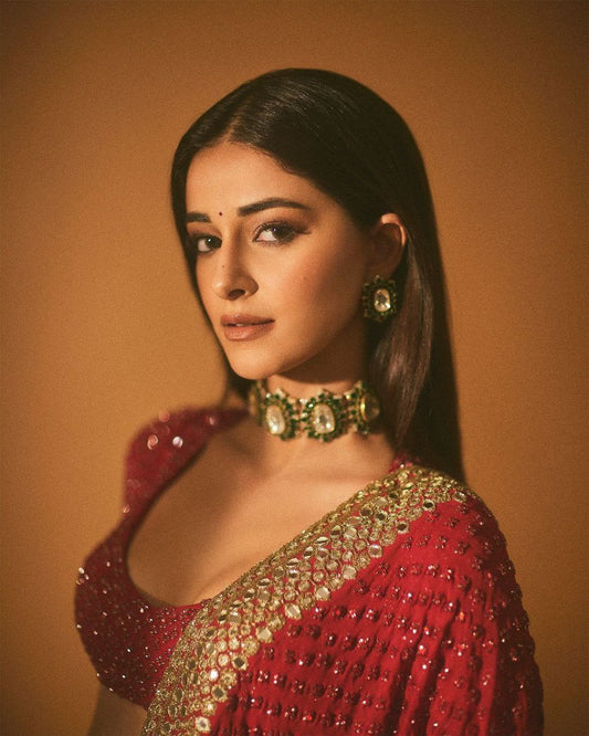 Ananya Pandey Inspired Hot Red Saree | Party Wear Saree For Women
