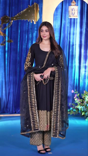 Tiana Premium Black Anarkali Suit Set for Women with Dupatta