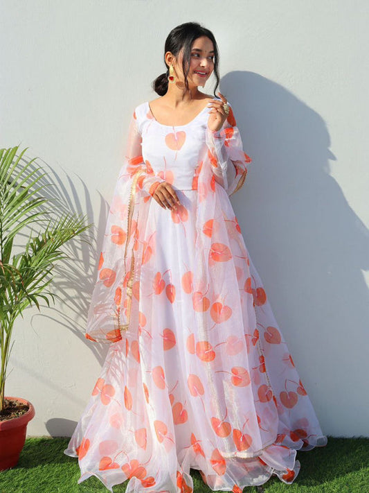 Heavy Designer Flower Printed Anarkali Suit With Dupatta