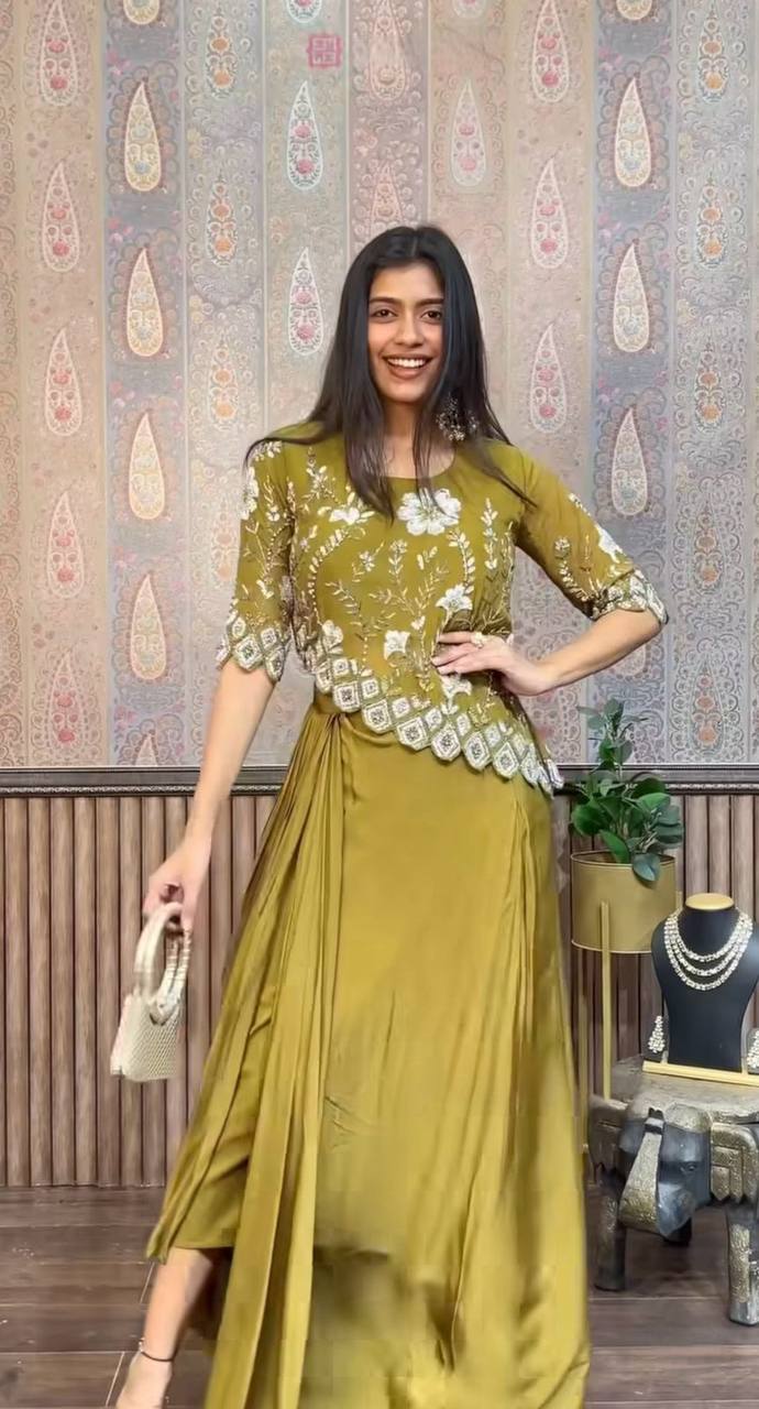 Aarzoo Indo-western Ready To Wear Draped Side Plated Dhoti With Fancy
