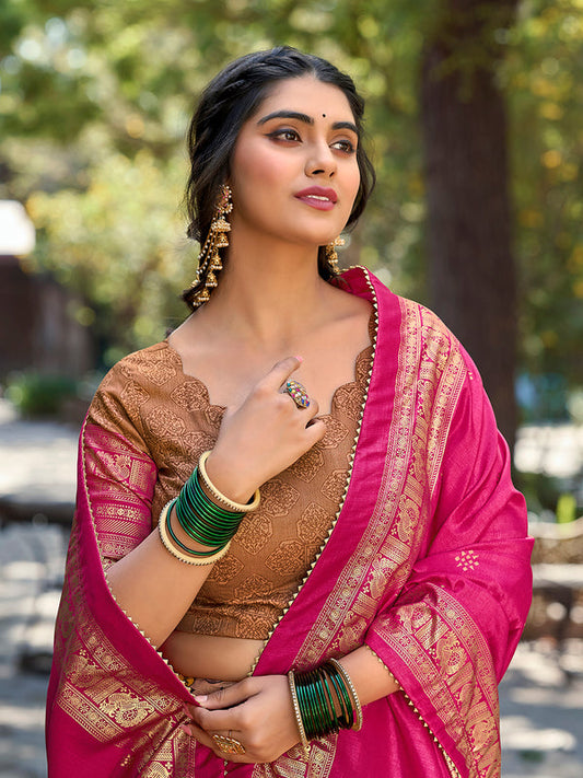 Mustard Color Kalamkari Print With Foil Work Tussar Silk Lehenga Choli