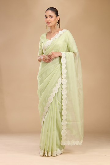 Lemon Yellow Kota Doriya Saree With Matching Blouse Piece